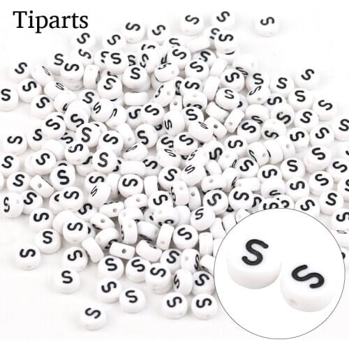 100pcs/lot Black White Letter Beads Charms A-Z diy Loose Beads Initial Alphabe Letter Beads Fit Women Bracelet Making