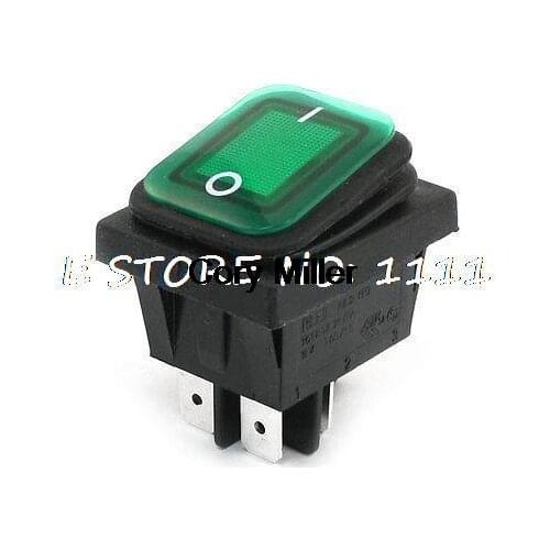 16(8)A 250VAC 4 Pin DPST ON/OFF Green Indicator Waterproof Car Rocker Switch