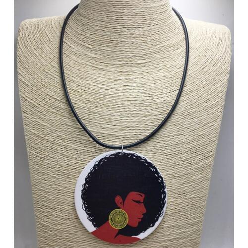 2017 Newest African Woman Wooden Pendant Necklace