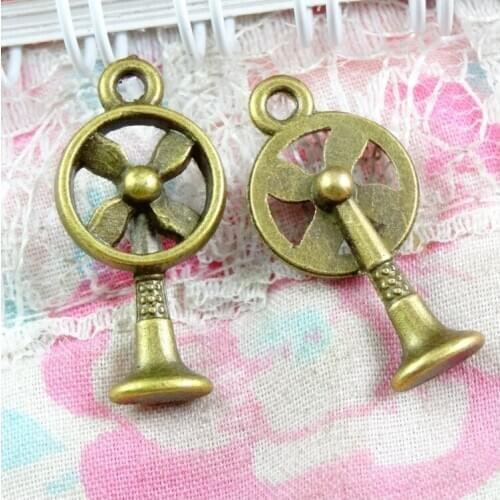 50pcs Fan Charms DIY Jewelry Making Pendant Fit Bracelets Necklaces Earrings Handmade Crafts Antique Bronze Plated Charm
