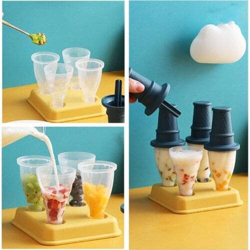 50LB 4 Cells Molds Ice-Pop Makers Plastic Ice Cream Lolly Mould DIY Homemade Freezer Lolly Pops Kitchen Supply