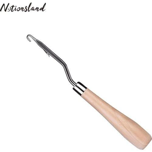 6.3inch DIY Latch Crochet Hook Wooden Handle Needle Knitting Tool for Rugs Mat Craft Yarn Weave Handmade Tools Sewing Supplies