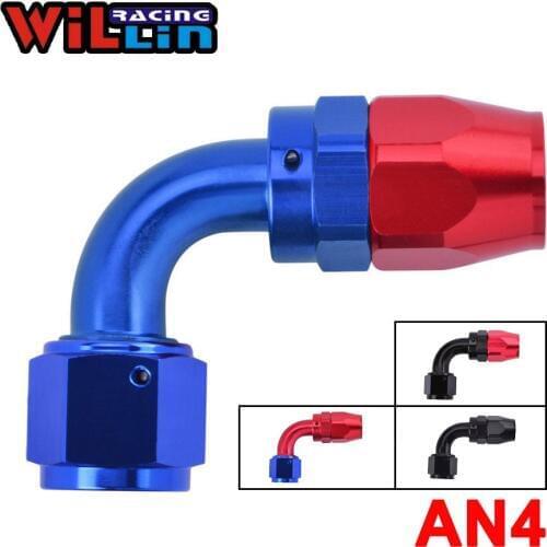 WILLIN - AN04 AN Aluminum Swivel Hose End 90 degree Swivel Hose fitting Oil/Fuel Fitting Adaptor Oil cooler hose fitting