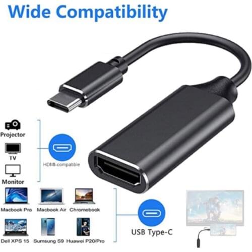 Audio Video Cable Hdmi Adapter Usb-c Type C to Hdmi Compatible Hd Tv Adapter Usb 3.1 4k Converter Suitable for Mobile Tablet