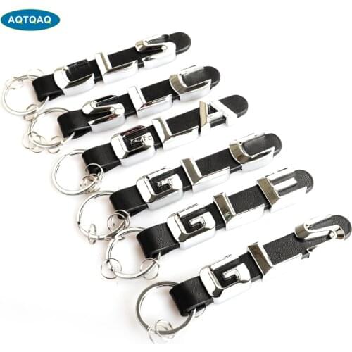 3D Car Key Chain Metal Letter Leather Strap keychain For Mercedes Benz CLS CLA CLE SLS SLC SLA GLA GLC GLE GLS Class