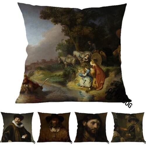 Pillow case Famous Dutch painter Rembrandt Painting art Cushion cover Hotel office bar car sofa decoration pillow cushion cover