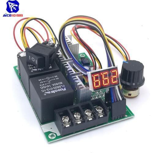 Diymore PWM DC Motor Speed Controller DC 10 -50V Digital LED Display 0 -100% Adjustable Drive Module Input MAX 60A 12V 24V 36V