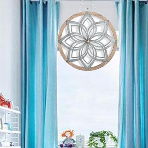 Wood Grille Rustic Round Wall Decoration Ornaments for Wall Decorative Rack Home Framed Wall-Mounted Decoration Crafts, 3 Types