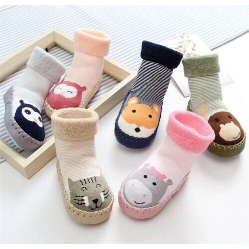 Infant Socks For Baby Warm Booties Sock With Rubber Soles For Toddler Newborn Baby Girl Boy Socks Kids Winter Sock Terry Sliper