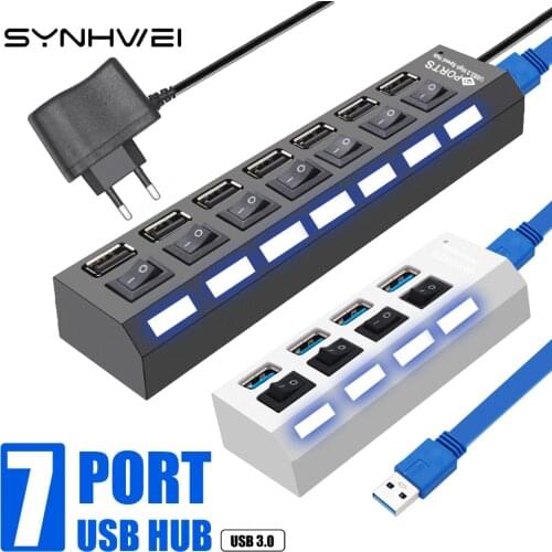 4/7 Ports USB 3.0 Hub For Laptop Adapter Power Docking Station Notebook Splitter USB 2.0 With Switch PC Computer Accessories