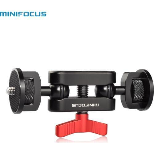 Dual Ball Arm with Double Ballheads (1/4" Screw) Monitor Mount for Camera Field Monitor, Lights, Audio Recorders DIY Rig Cage