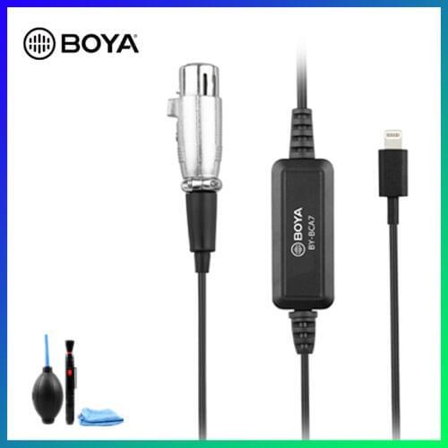 BOYA BY-BCA7 XLR to Lightning Adapter Cable 3 Position Pad for iPhone 11 Pro iPad iPod Touch iOS Devices Microphone Accessories