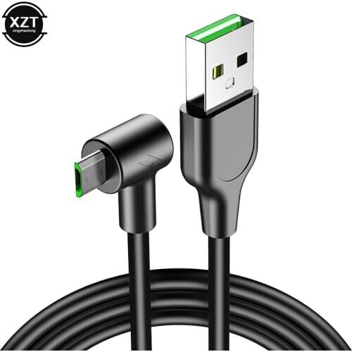 Micro USB Cable 90 Degree Elbow Nylon Braided 1M 1.5m 2m Fast Charging 3A Charger Data Cables for Samsung S7 Xiaomi Redmi
