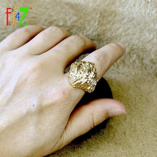 F.J4Z 2021 Trend Finger Rings Womens Fashion Big Size Mens Ring Gold Metal Irregular Geometric Rings Ladies Gifts Dropship