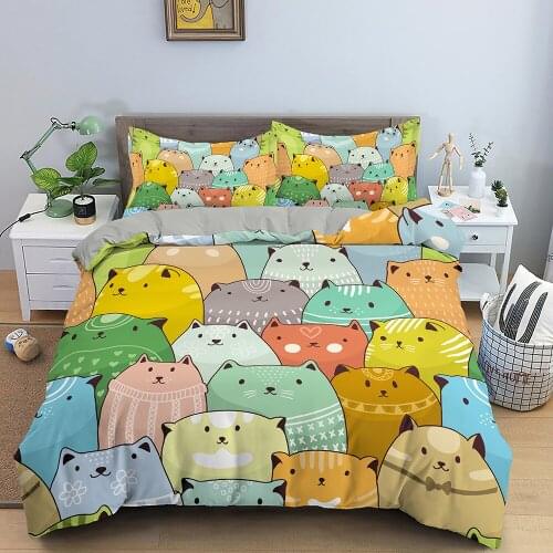 Cute Animal Printed Girl Boy Kids Bedding Set Bed Cover Set Duvet Cover Adult Child Quilt Cover Pillowcase Comforter Bedding Set
