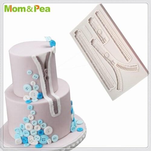 Mom&Pea MPA1689 Zipper Silicone Press Mold Sugar Paste 3D Fondant Cake Decoration