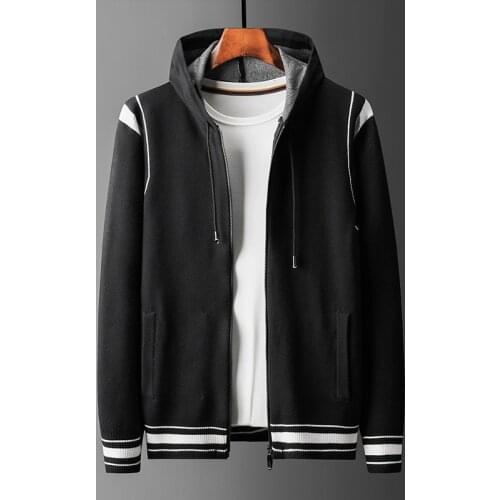 Minglu Hooded Male Sweaters High Quality Zipper Casual Spring And Autumn Mens Sweaters Fashion Loose Cardigan Man Sweaters 4XL