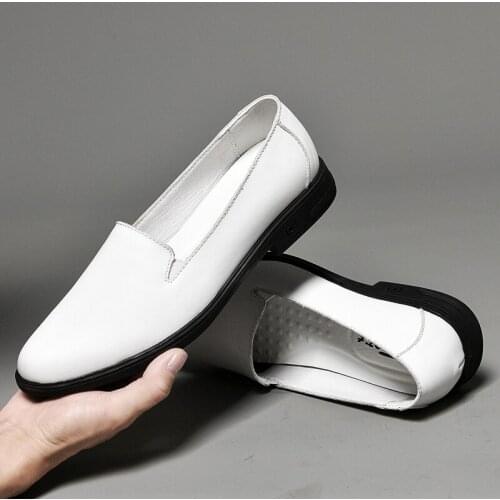 Leather Men Loafer Shoes Fashion Male Casual Shoes Man Party Wedding Footwear Big Size 37-47 Lightweight Soft Low Top Moccasins