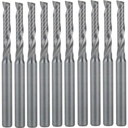 10pcs 3.175*2.5*15mm Single Flute Bit Carbide End Mill Set, CNC Router End Mills for Wood Cutter Milling