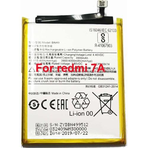 Original electric core BN49 Battery for Redmi 7a testing capacity with EBC-A10H real capacity no less than 3800mAh