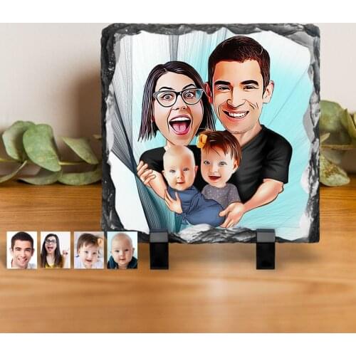 Personalized Family Caricature Of Decorative Natural stone-4
