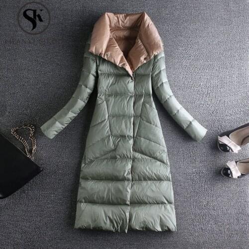 Casual Long Down Jacket Women Winter Coat Fashion Thick Warm Overcoat Loose Plus size Women High quality White duck down Coat