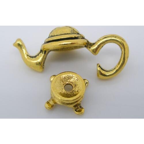 Lovely 10Sets golden tone Teapot Bead Cap Set Findings 21x9mm (B04339)