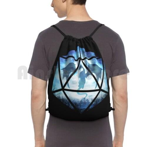Blue Sky Ice Dragon D20 Backpack Drawstring Bag Riding Climbing Gym Bag Rolling Dice D20 Critica L Dnd Rpg Roleplaying Role