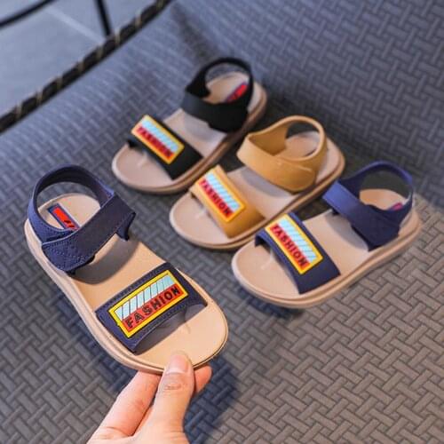Letter Label Toddler Kids Baby Sandals Summer Casual Shoes Non-slip Soft Flat Bottom Beach Shoes Children Sandals Shoe For Boys