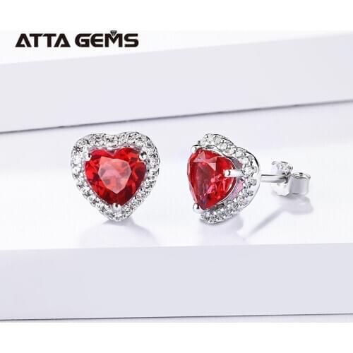 Heart Created Ruby Stud Earrings 925 Sterling Silver Earrings For Women Gemstones Korean Earrings Engagement Fine Jewelry 2020