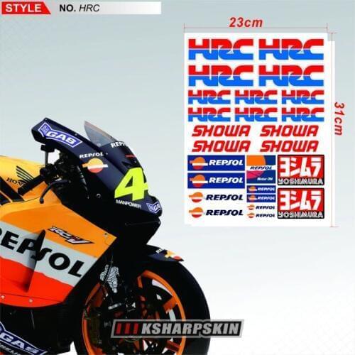 Motorcycle Body Sticker Reflective Waterproof helmet fuel tank tail box logo decals Kit set For Honda CBR HRC showa sign