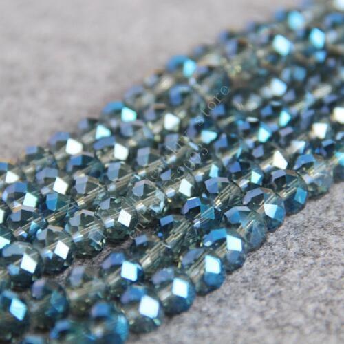 T8274 Charming 6X8mm Faceted Blue AB+ colorful glass Crystal beads!Fit For Making Bracelet&Necklace DIY Jewelry wholesale