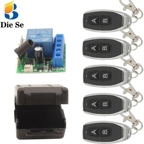 Diese 433Mhz Universal RF Remote Control Switch 12V Relay Receiver 1CH Controller and Transmitter Key fob DIY Smart Remotes