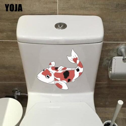 YOJA 18.9X21.9CM Spiritual Fish Cute Cartoon Home Wall Sticker Decor Toilet Decal T3-1073