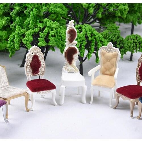 1/12 Dollhouse Miniature Chair Furniture European Style Stool Chair Doll Decor Accessories Kids Pretend Play Toy