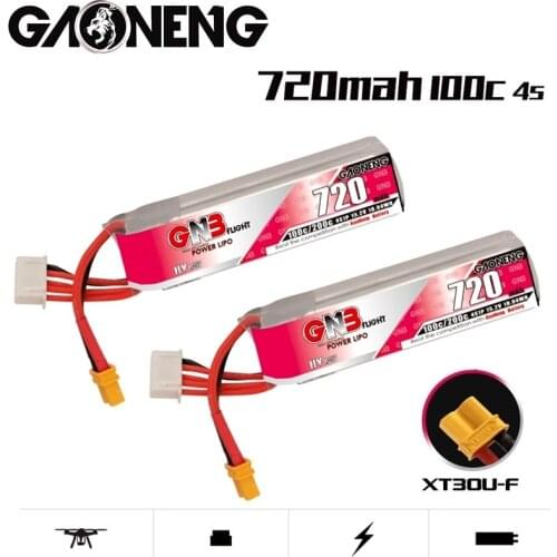 Rechargeable battery 1/2pcs GAONENG GNB 720mAh 4S 15.2V HV XT30U-F Plug 100C/200C for RC Tinywhoop FPV Frame Kit Racing DRONE