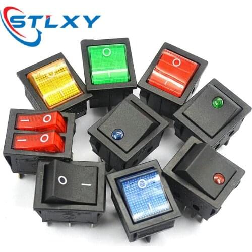 1PCS KCD4 Rocker Switch Power Switch ON-OFF-ON 3 Position 6 Electrical equipment With Light Switch 30A 250VAC/ 16A/20A 125VA