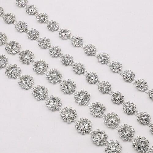 1 Yard Rhinestone Pearl Gold Tone Fashion Bridal Costume Applique Sewing Trims
