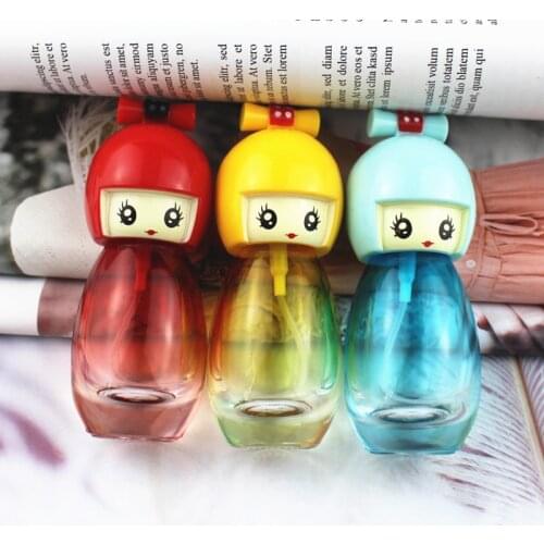10pcs/lot 20ML Cute Doll Shaped Perfume Glass Spray Bottle Refillable Atomizer Women Travel Perfume Bottle Colorful