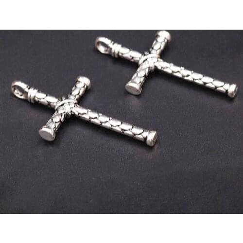 2pcs Silver Plated Large 3D Christian Bible Cross Pendant Retro Necklace Metal Accessories DIY Charm For Jewelry Crafts Making