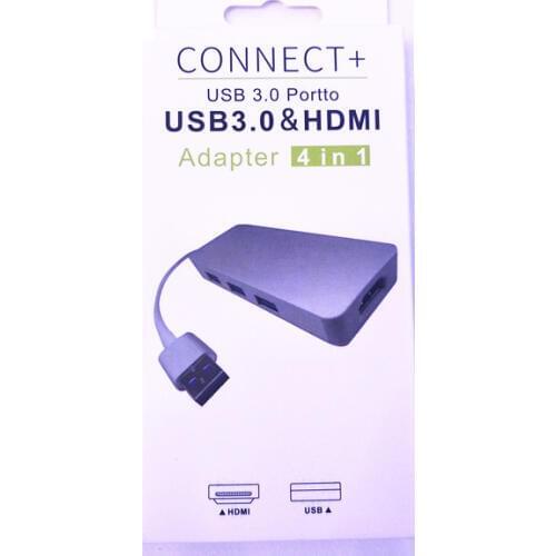 4 in 1 CONNECT + USB 3.0 Portto USB 3.0 to HDMI adapter cable