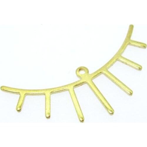 Brass sun charm earring finding Brass eyelash pendant 36x18.4x1.1mm Brass necklace pendant -6pcs R1404