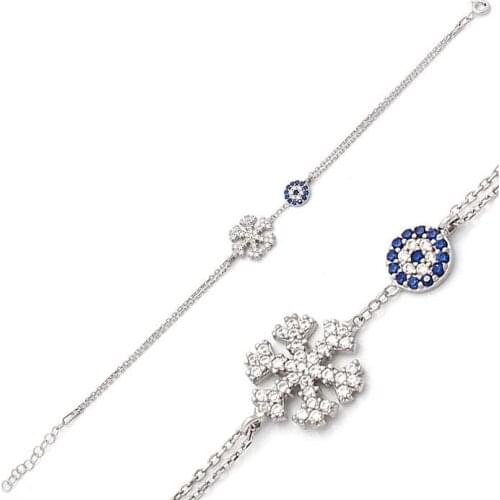 925 Sterling Silver Zircon Stone Snowflake Pattern Bracelet