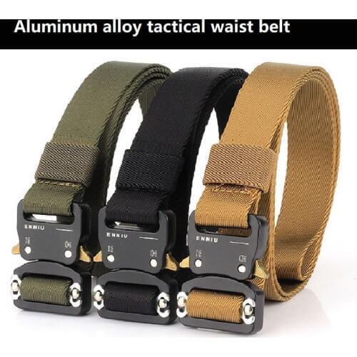 Aluminum Alloy Buckle Tactical Waist Belt Adjustable Heavy Duty Training Nylon Waist Belt Military Army Belt Sturdy Waistband2.5