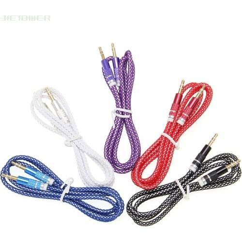 100pcs Jack 3.5mm Audio Cable Nylon Braid candy 3.5mm Car AUX Cable Headphone Extension Code for Phone MP3 Car Headset Speaker