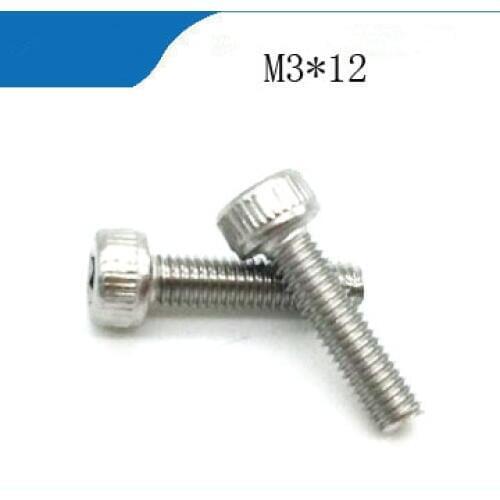 Free shipping M3*12 50pcs with 304 high stainless steel hexagon socket head cap screw,hex nails DIN912bolt satinless