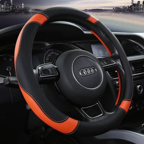 The new steering wheel cover four seasons universal super thousand leather stitching print car handle set non-slip breathable