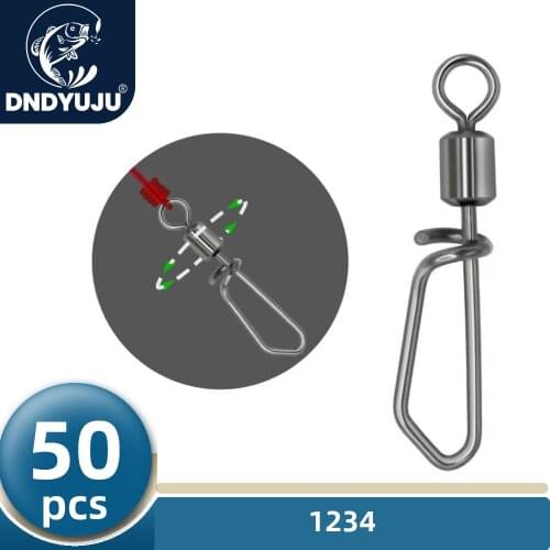 DNDYUJU 50pcs 6#-10# Stainless Steel Lure Connector Rotary T-shape Squid Snap Safety Pin Fishing Swivels Accessories