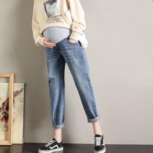 Harlan Casual Maternity Jeans Loose Belly Stomach Lift Denim Jean Pocket Pants for Pregnant Women Clothing Baggy