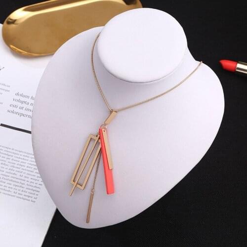 Geometric Sweater Chain Necklace for Woman Irregular Resin Beaded Ball Pearl Necklaces Adjustable Link Fashion Jewelry